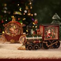 Adorno De Navidad En Caja Con Santa Claus Y Payaso De Nieve Decoración De Mesa Con Bola De Cristal De Tren Figura De Miniaturas De Plástico - details 1