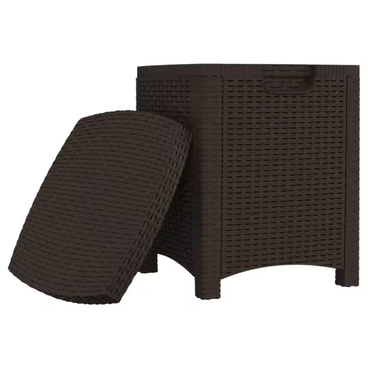 vidaXL Caja de almacenaje de jardín ratán PP marrón 39x39x46 cm - 1