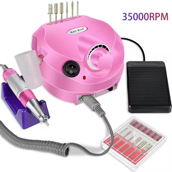 Taladro Eléctrico Para Uñas 35000RPM Kit De Manicura Profesional Con Pezuñas Y Accesorios Portátil Para Salon De Uñas - 1