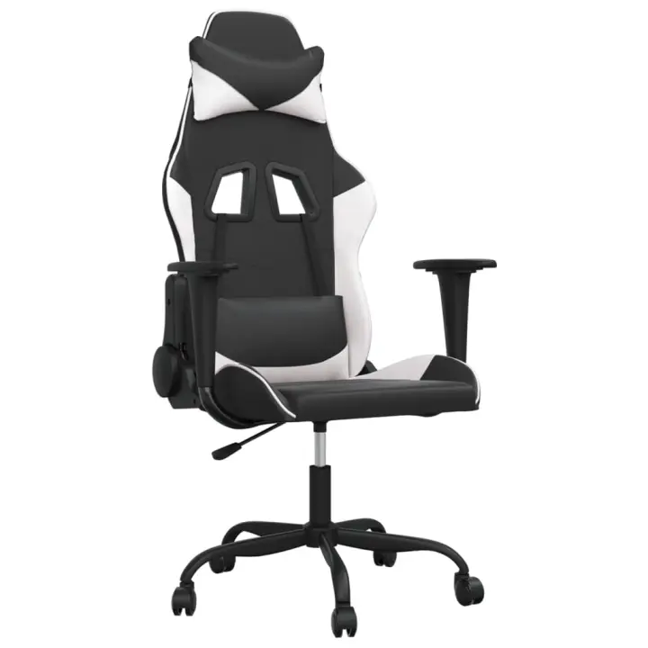 Silla Gaming con masaje de cuero sintético Negro - 1