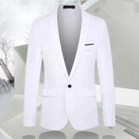 Traje De Otoño Para Hombre Moda Ajustado Con Cuello Redondo De Color Sólido Antirroto Casual Negocios Versátil Traje De Manga Larga - details 2