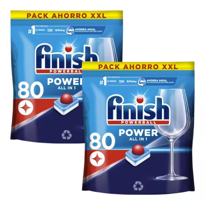 Finish Pack 2 Bolsas de Lavavajillas de 80 Pastillas  (Total 160 Pastillas) TODO EN 1 - 1