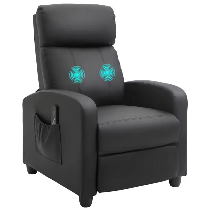 HOMCOM Sillón de Masaje Relax Reclinable con Mando a Distancia 2 Zonas de Masaje 8 Programas 5 Niveles de Intensidad y Temporizador Tapizado en PU 68x88x98 cm - 1