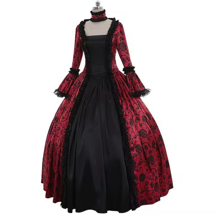 Vestido de baile rococó para mujer, estilo vintage, corte medieval, cosplay, cuello cuadrado, para mascarada. - 1