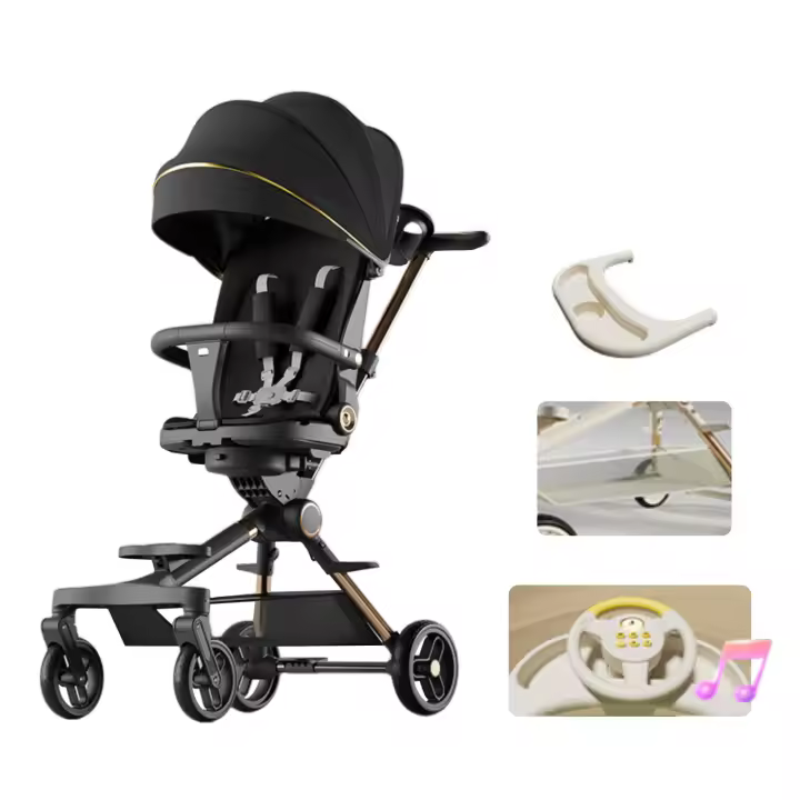 Portable Foldable Baby Stroller 3in1 Sitting and Lying Universal Test Baby Stroller Ultra Light Shock Absorption Bidirectional Push Baby Stroller - 1