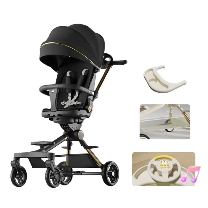 Portable Foldable Baby Stroller 3in1 Sitting and Lying Universal Test Baby Stroller Ultra Light Shock Absorption Bidirectional Push Baby Stroller - 1