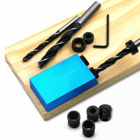Juego De Localizador De Agujeros Oblicuos FNICEL 4 Pulgadas F Tipo Abrazadera Para Carpintería Angulo De 15 Grados Con Bits De Taladro Aluminio Kit De Guía Para Taladro - details 1