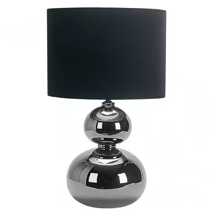 FABRILAMP 160971020 | Sobremesa Ceramica Roa 1xe27 Cromo Pantalla Negra 51x30x30 Cm - 1