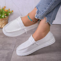 Zapatos Deportivos Casuales Para Mujer Ligeros Y Antideslizantes Zapatillas Planas Con Cordones Para Exteriores Zapatos De Mezclilla - details 1