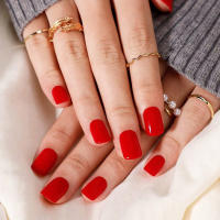 ARTAUG Set De 24 Uñas Postizas Cortas Cuadradas Rojas Sólidas Cubiertas Para Verano Uñas Postizas De Verano Elegantes - details 0