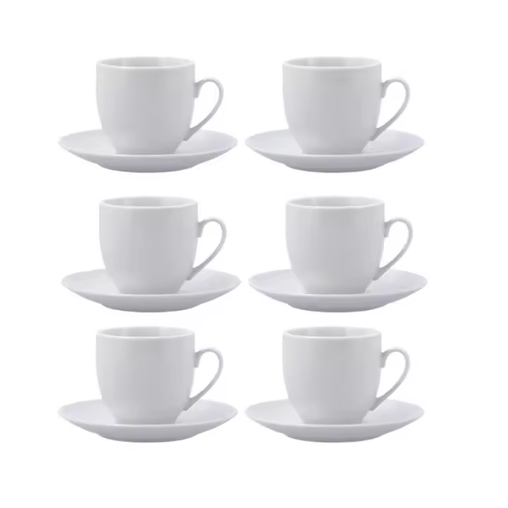 LD Morphling-Set 6 Tazas Con Plato Porcelana New Renova 80cc，180cc - 1