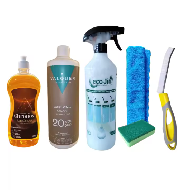 Pack Chronos de Laboncler Incluye Crema Oxigenada, Difusor, Bayeta, Estropajo y Cepillo de Juntas. Pack Completo para Mezclar Chronos con Crema Oxigenada, Ideal para una Limpieza Multiusos, Biodegradable y Eficaz con Ecojin Original de Laboncler - 1