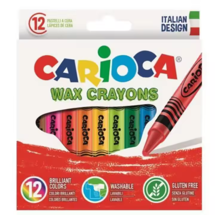 Carioca - Carioca Cera Wax de Colores para Niños, Óptimo para material escolar, Colores Vivos Surtidos, Ideal para colorear, Antimanchas para actividades creativas en casa y el colegio, Cera de 12 Unidades 11mm Ø - 1