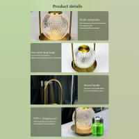 Lámpara De Mesa Recargable Inalámbrica Portátil Para Dormitorio Y Barra Café Lámpara De Cristal LED Decorativa Luz Nocturna Moderna - details 6