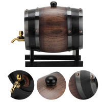 Barrel De Vino Vintage De 3L Con Façade En Madera De Roble Negro Accesorios Para Vino Gran Capacidad Para Brandy Y Whisky - details 3