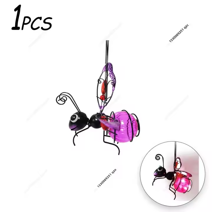 Lámpara De Insectos Voladores Solar Colgante Estatua De Metal Para Jardín Fuente De Luz Exterior Adorno Para Porche Y Jardín - 1