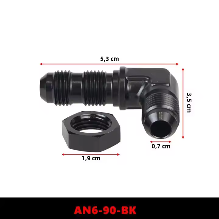Adaptador De Conexión De Combustible De Aluminio 90 Grados 6AN 8AN 10AN Macho Con Tornillo De Bloque Negro Para Motor - 1