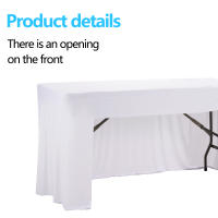Cubierta De Mesa Elástica 1PCS Tamaño 6Ft En Colores Blanco Y Negro Falda De Mesa Rectangular De Spandex Para Bodas Banquetes Y Fiestas - details 2