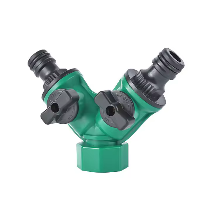 Adaptador De Conector Rápido Para Jardín Doble Vía Splitter De Agua Regadío Válvula De Hierro Plástico Material No Tóxico Origen China - 1