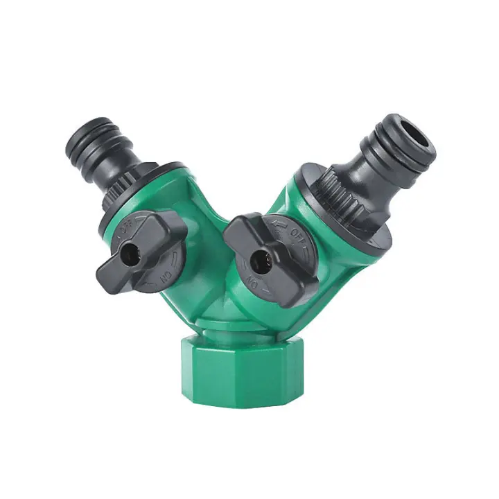 Adaptador De Conector Rápido Para Jardín Doble Vía Splitter De Agua Regadío Válvula De Hierro Plástico Material No Tóxico Origen China - 1