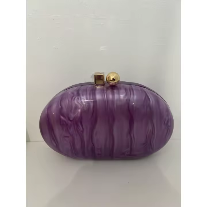 Clutch ovalado morado tipo polvera - 1