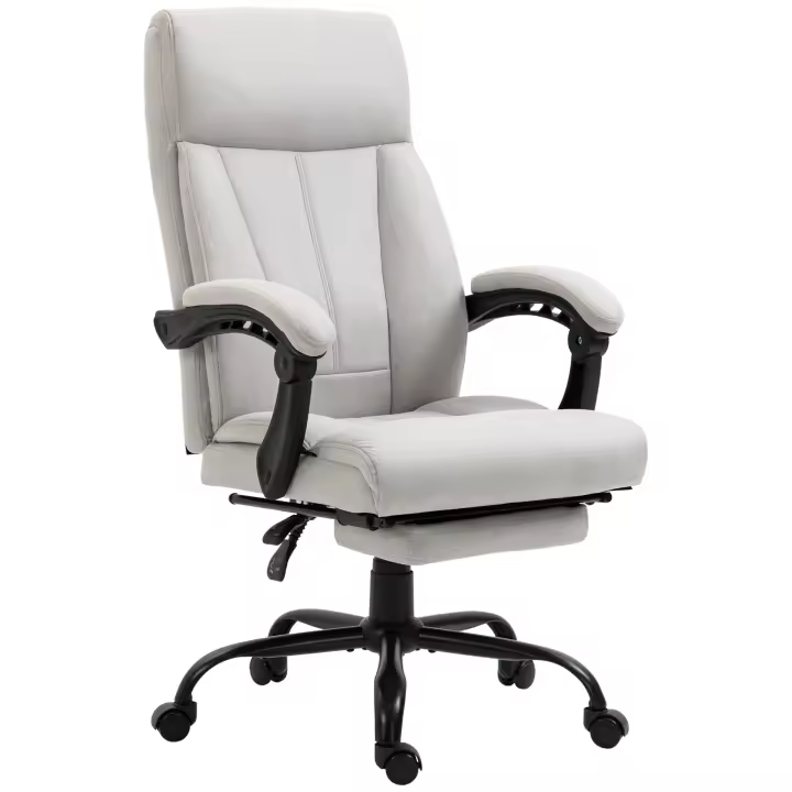 Sofá de Oficina con función de masaje, Sofá de dirección ergonómico con reposapiés regulable en Altura, gris Claro para oficinas y despachos en casa - 1
