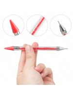 Herramienta De Aplicación De Diamantes Para Uñas Con Pluma De Cera Doble Color Blanco Con Adornos De Diamante Y Selector De Cuentas De Cristal - details 3