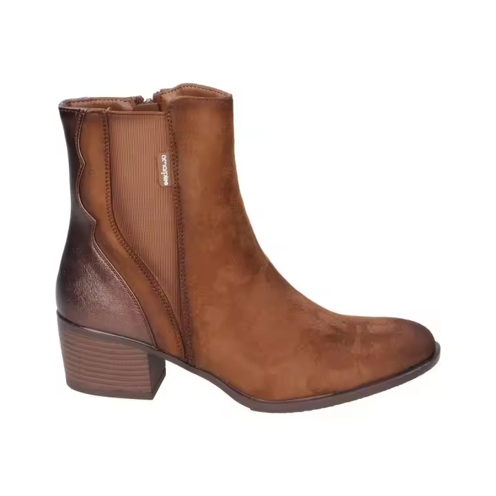 AMARPIES | Botines de Tacón Amarpies para Mujer – Botines Cómodos en Color Marrón Cuero – Botín con Cremallera – Tacón Medio y Cómodo – Polipiel – Combinable – Modelo AZS27254 - 1