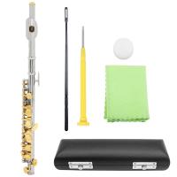 SLADE Piccolo C-tone En Tubo De Cobre Blanco Con Teclas De Plata Y Oro Set De Jugador Profesional De Flute Con Paño De Limpieza Caja De Cuero - details 0
