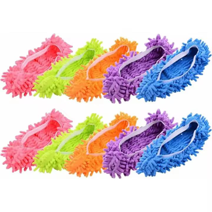 10 piezas (5 pares) de trapeador para polvo, mopa, funda para zapatos, limpiador de polvo, calcetines de microfibra reutilizables, limpiador de piso para polvo, suciedad, cabello - 1