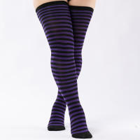 Medias Largas De Pierna Para Mujer Talla Grande Con Estampado Rayado Antideslizantes Para Halloween Accesorio De Costura - details 16