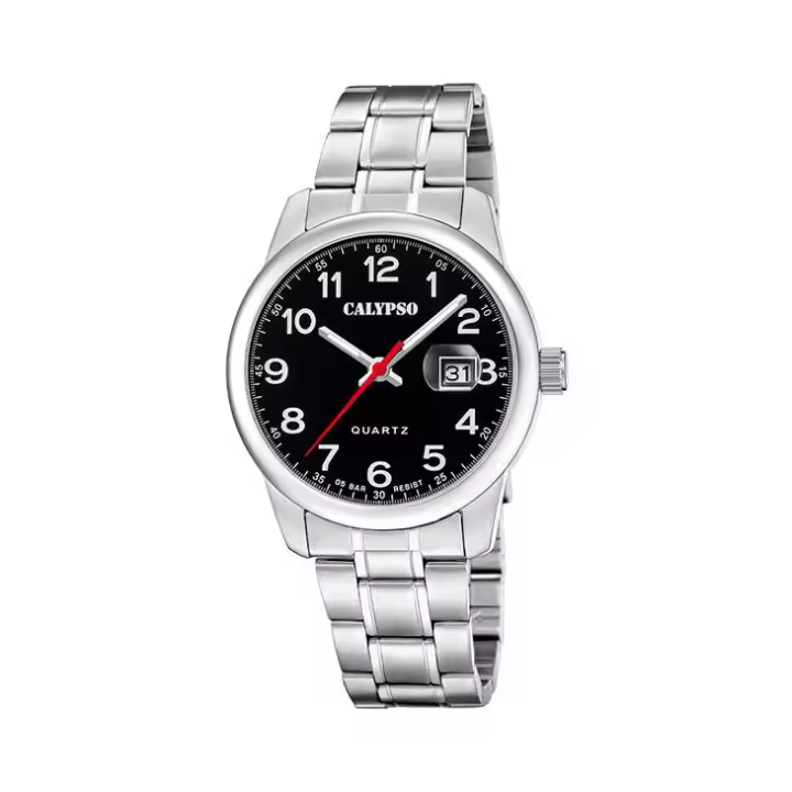 Calypso Watches Reloj Calypso Hombre Colección Basic Esfera Negra y Acero Inoxidable - 1