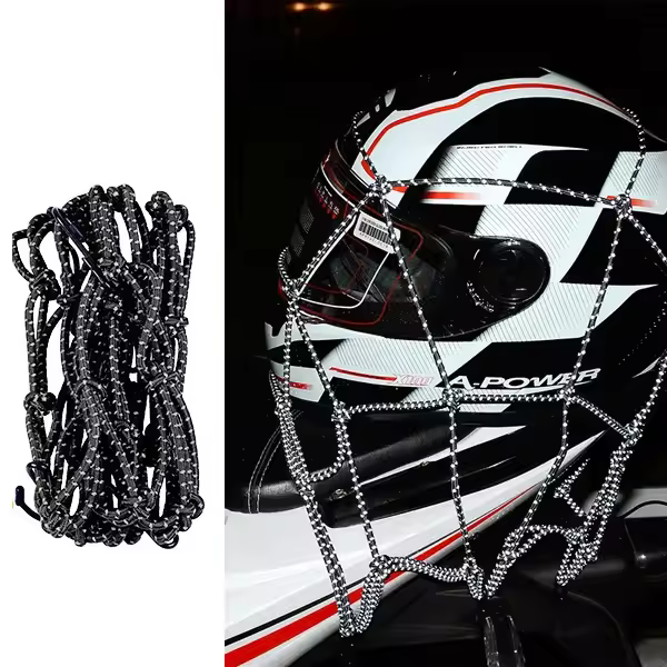 Red De Almacenamiento Elástica Reflectante Para Motocicleta 40x40cm Organizador De Bolsas De Equipaje Con Portador De Casco Accesorios De Motocicleta - 1