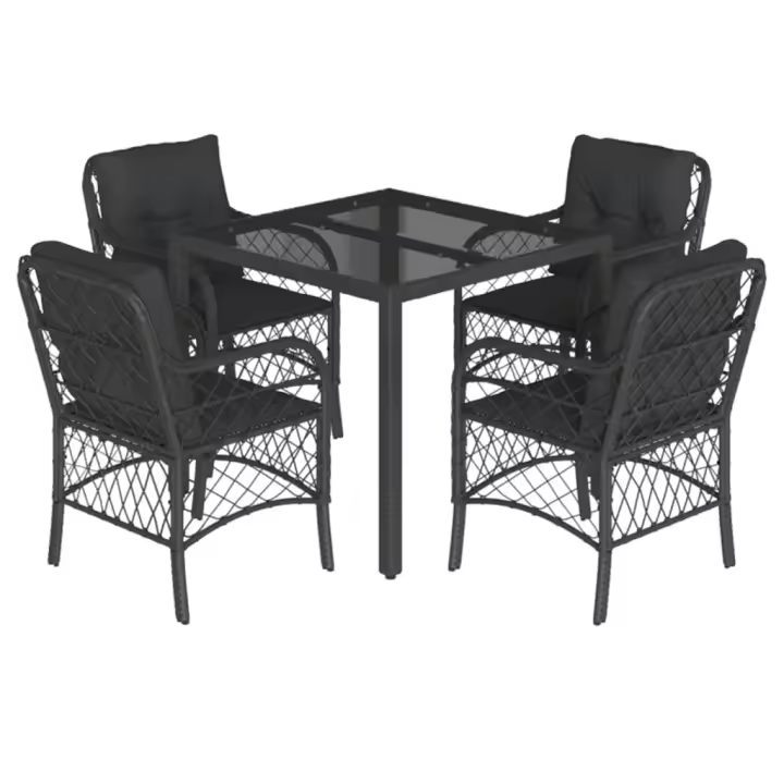 vidaXL Set de muebles jardín 5 pzas con cojines ratán sintético negro - 1