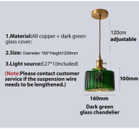 Lámpara Colgante De Vidrio Y Cobre Para Comedor Sala De Estar Dormitorio LED No Dimmable Color Verde Instalación Por Cordón - details 1