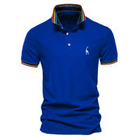 Camisa Polo Hombre AIOPESON Verano Bordado De Girafa Manga Corta Estilo Casual Cuello Erguido Transpirable Material Algodón Slim Fit - details 6