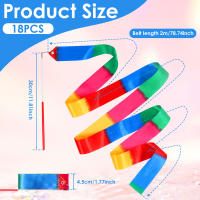 18pcs Cintas De Danza Brillantes Para Gimnasia 78.7 Pulgadas Variedad De Colores Con Palas Para Niñas Accesorio De Danza Y Gimnasia - details 2