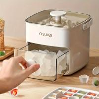 Máquina para hacer 48 cubitos de hielo extragrande con deslizamiento fácil - Bandeja de plástico de doble capa de grado alimenticio para el refrigerador - Perfecta para whisky y cócteles, accesorio esencial de cocina, color blanco - details 1