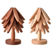 Juego De 4/1 Trivets De Madera Para Platos Calientes Almohadilla De Aislamiento En Forma De Árbol Para Tetera Y Ollas Calientes Moderno Sin Químicos Peligrosos - details 10
