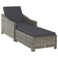 vidaXL Tumbona con cojín ratán sintético Negro, Gris, Sillas de Exterior Ideal para jardín, playa, piscina, terraza Tumbona Piscina Tumbonas Playa Tumbonas Jardín Exterior - details 1