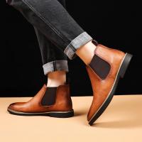 Botas Chelsea Retro Para Hombre Botines De Tobillo Casual Planas Suela De Goma Impermeables Cuero PU Botas Formales De Negocios - details 12