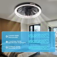 Ventilador de Techo de 13 pulgadas con Luz Led Regulable, 3 Colores 3000K-6500K, 3 Velocidades, ventiladores de Techo Emprocables with Luces para Dormitory, Cocina, Salón-Negro - details 1