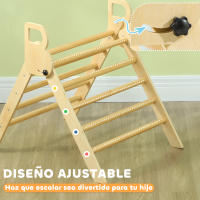 AIYAPLAY Triángulo de Escalada de Madera Plegable Escalada para Niños de 18-48 Meses para Cultivar Habilidades de Equilibrio y Coordinación 82x66x71 cm Natural - details 3