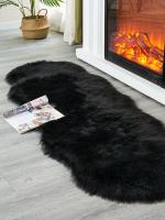 Carpetas De Pelo Suave Imitación De Lana Negra Ondulada Para Mejorar El Hogar Alfombra Para Piso De Habitación Infantil Antideslizante Y Resistente Al Desvanecimiento Alfombra Para Interior - details 3