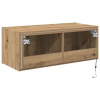 Mueble de TV vidaXL con luces LED Roble Artesanal 80x35x31 cm - details 5