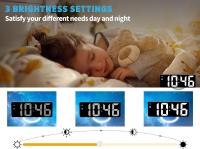 Reloj despertador digital de cabecera, gran espejo LED reloj electrónico con temperatura, fechas, Ajustar brillo, control voz - details 2