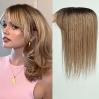 Peluca De Extensiones De Cabello Humano Remy Ombre Marrón Rubia Con Franja Base De Seda Piezas De Clip Para Mujeres Peluca De Topper De Cabello - details 9