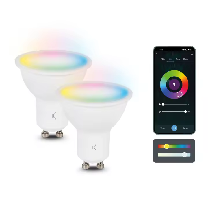 Ksix Bombillas Inteligentes Smartled GU10 5,5W Equivalente 35W Pack 2 400 Lm RGB + CCT - 1