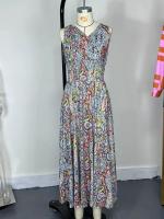 Vestido De Verano Para Mujer 2024 Estampado Moda Cuello En V Cintura Alta A-Line Largo Hasta La Rodilla Polyester Sin Capucha - details 1