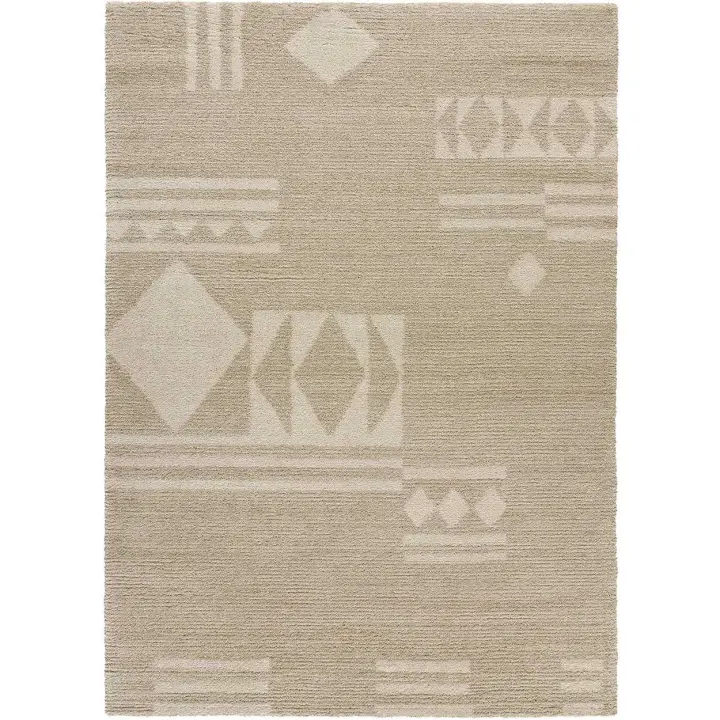 ATTICGO Alfombra de Interior Estilo Geométrico en Beige - Venus 68111 | 80X150, 120X170, 160X230 cm - 1